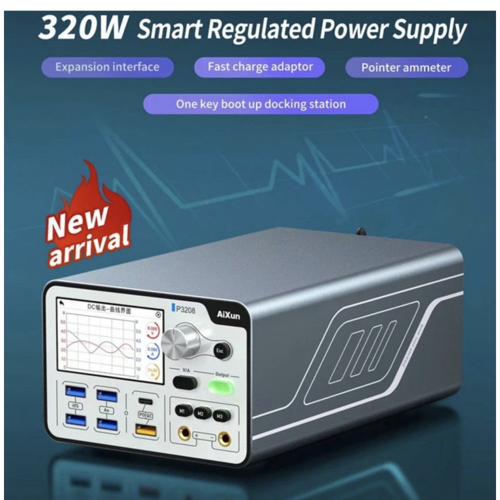 Aixun P3208 32V-8A güç kaynağı 320W akıllı gerilim ampermetre regülatörü akım kısa devre Tester iPhone 6-14 cep telefonu tamir