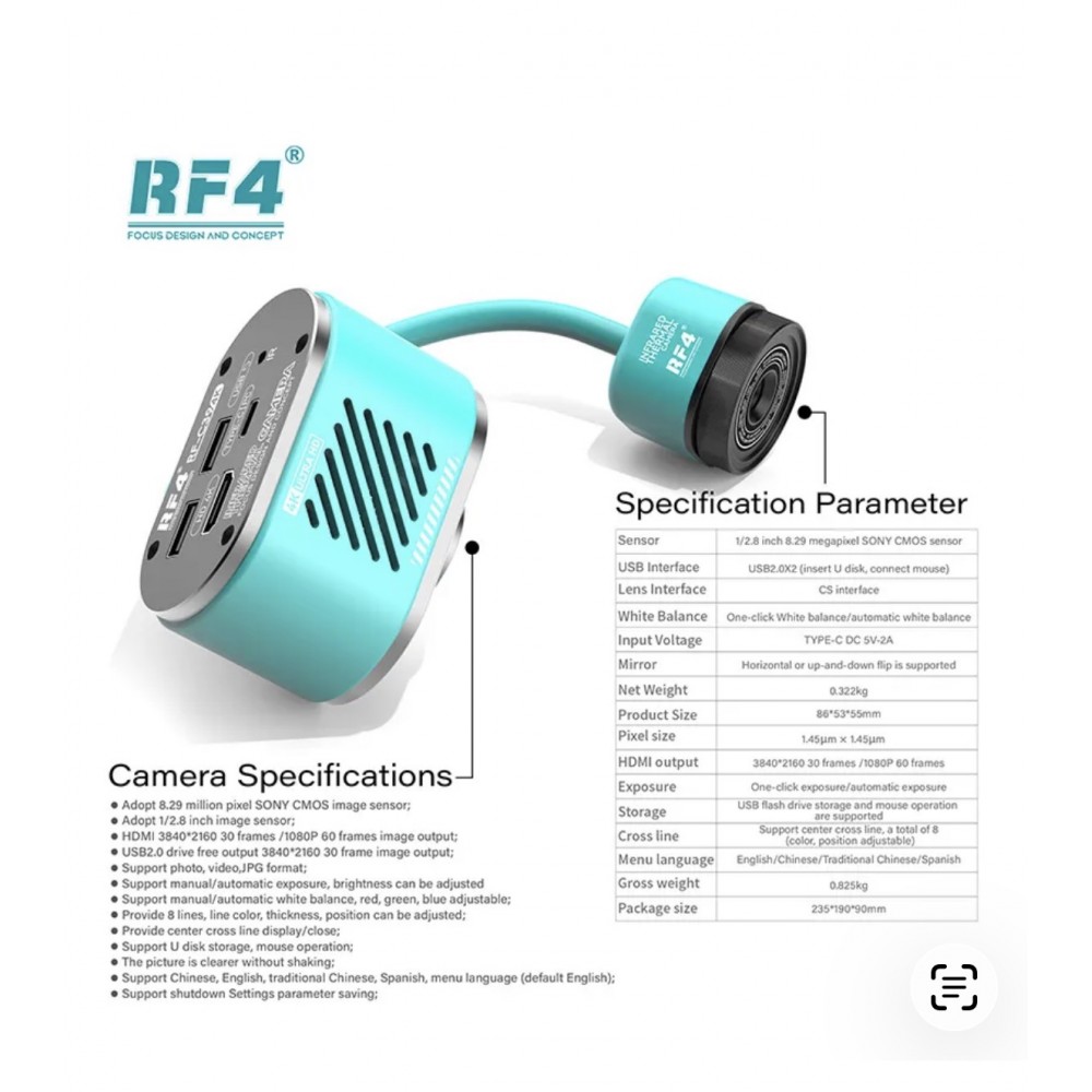 RF4 RF C39 2in1 Arıza Tespit Görüntüleme 4K ve Termal Kamera RF4 RF C39 2in1 Arıza Tespit Görüntüleme 4K ve Termal Kamera